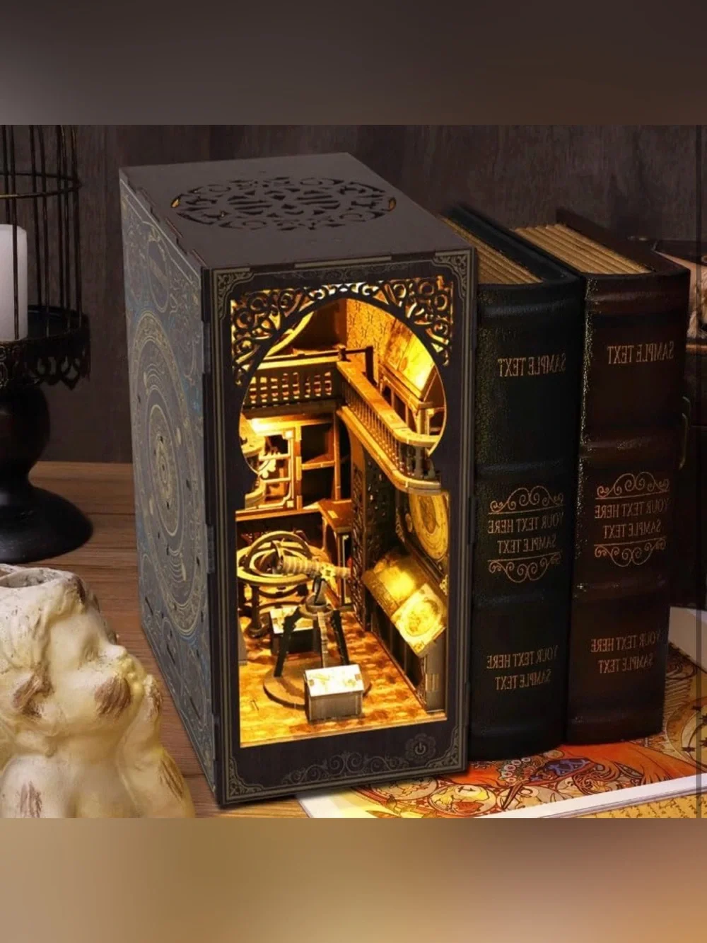 3D Wooden Book Nook Kit Museum of Astronomy with Lights